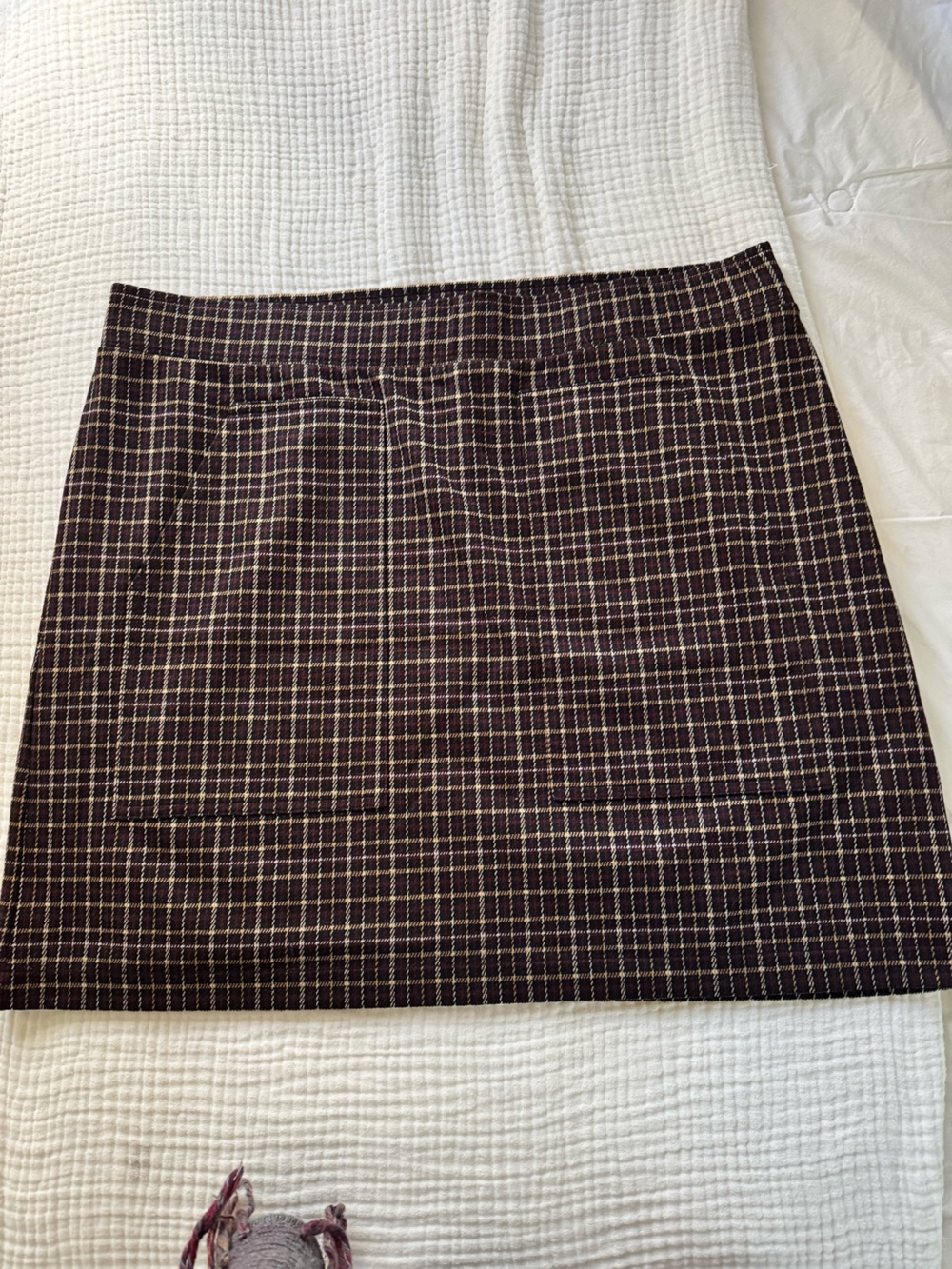 LOFT Brown Plaid Skirt with Cream Windowpane